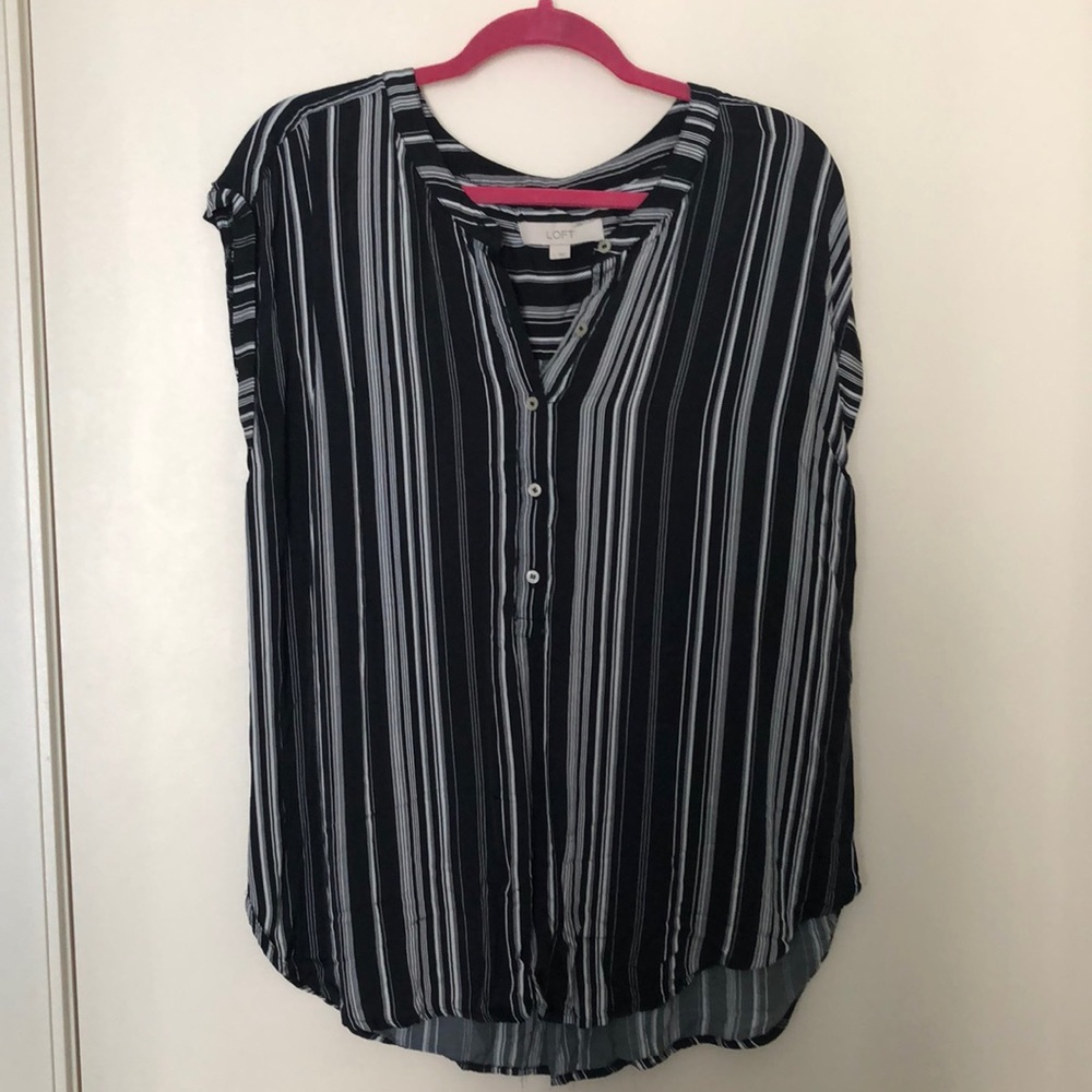 Loft navy and white striped sleeveless top